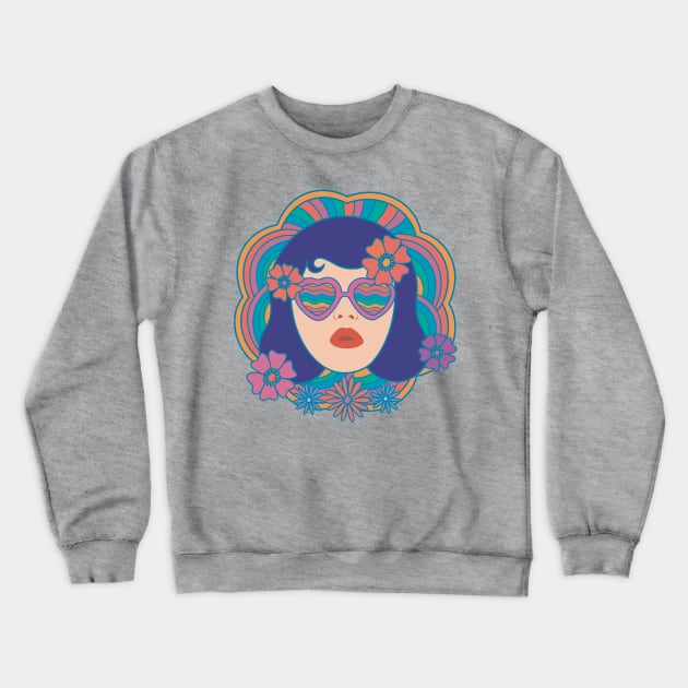 Retro Groovy Girl Crewneck Sweatshirt by awesomesaucebysandy